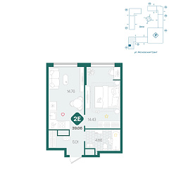 1-комнатная 39,06 м²