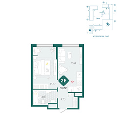 1-комнатная 39,16 м²