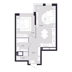 1-комнатная 41,1 м&sup2;