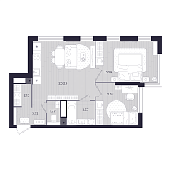 2-комнатная 54,72 м&sup2;
