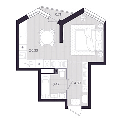 Студия 28,9 м&sup2;