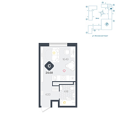 Студия 24,68 м²